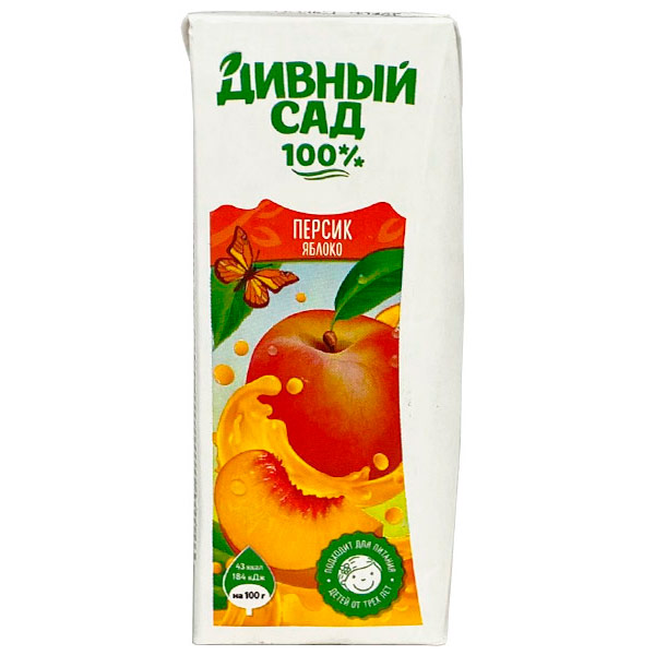 Нектар Дивный Сад 3+ яблочно-персиковый 0,2 литра, 27 шт. в уп.