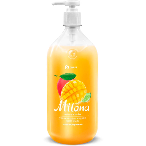 Крем-мыло Grass Milana жидкое увлажняющее манго и лайм 1 литр