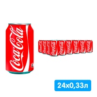 Coca-cola / Кока Кола Импорт 0,33 литра, ж/б, 24 шт. в уп.