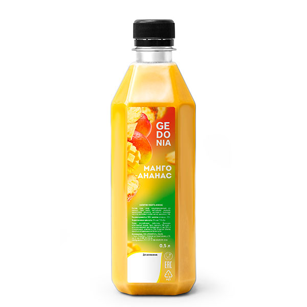Напиток Gedonia Манго, ананас 0.5 литра, без газа, пэт, 10 шт. в уп.
