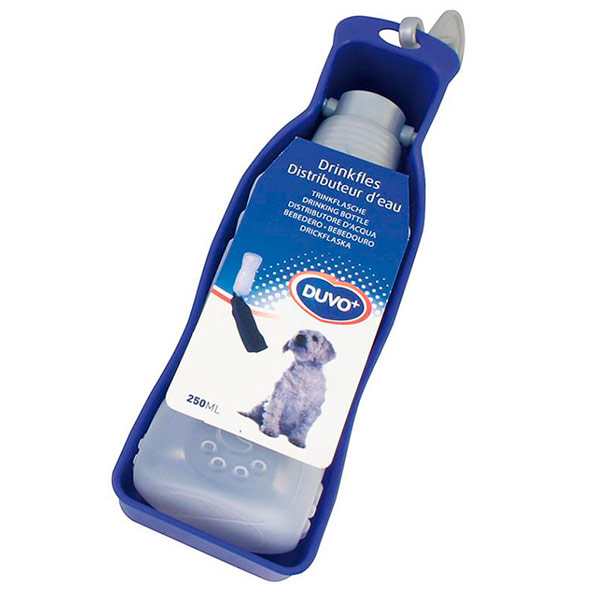Бутылка для собак Duvo+ дорожная с поилкой синяя 250 мл