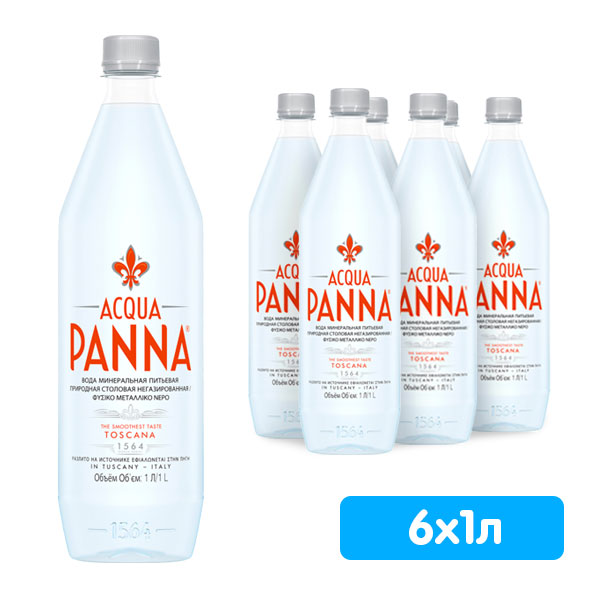Вода Acqua Panna 1 литр, без газа, пэт, 6 шт. в уп.