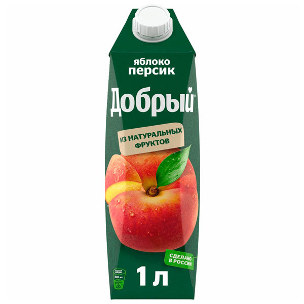 Сок Добрый персик,яблоко 1 литр