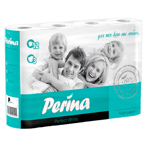Туалетная бумага Perina Perfect White 3 слоя 12 шт. в уп.