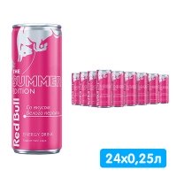 Энергетический напиток Red Bull / Ред Булл со вкусом белого персика 0.25 литра, ж/б, 24 шт. в уп.
