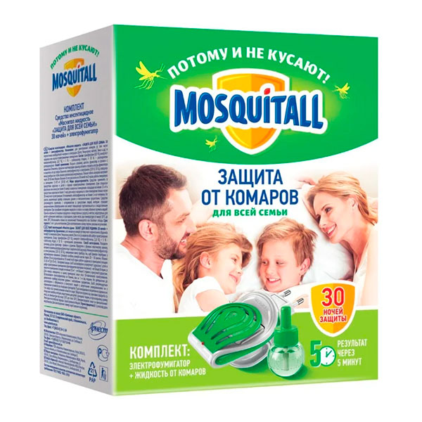 Комплект Mosquitall (фумигатор+жидкость) защита от комаров на 30 ночей Комплект Mosquitall (фумигатор+жидкость) защита от комаров на 30 ночей - фото 1