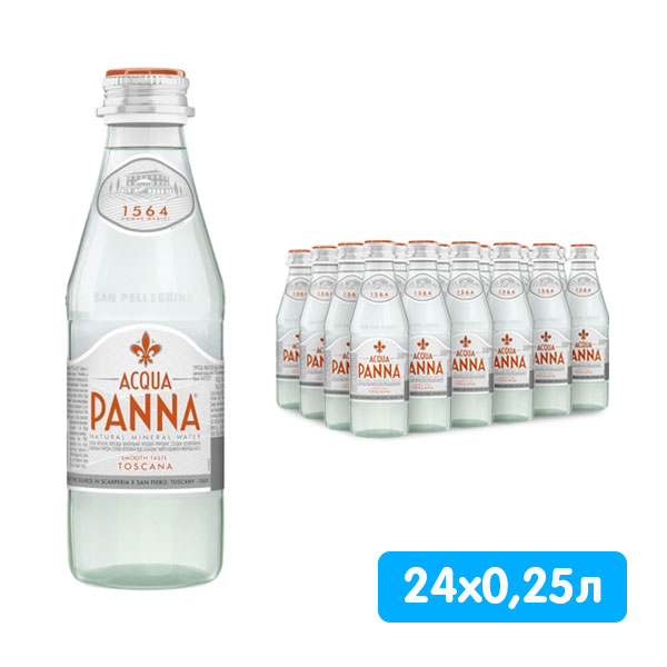 Вода Acqua Panna 0.25 литра, без газа, стекло, 24 шт. в уп