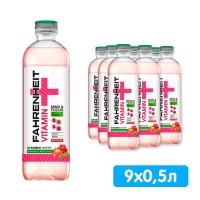 Вода Фаренгейт / Fahrenheit со вкусом клубники и красной смородины обогащенный витаминами 0.5 литра, без газа, пэт, 9 шт. в уп.