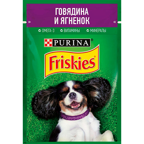 

Влажный корм Friskies для собак говядина и ягненок 85 гр, 24 шт. в уп.