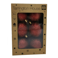 Набор шаров Tarrington House бордовый с блесткам 6 см., 6 шт.