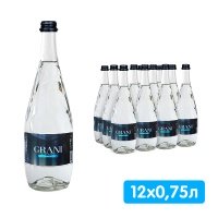 Вода Grani 0.75 литра, газ, стекло, 12 шт. в уп.