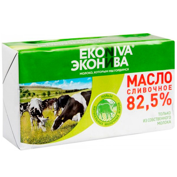 Масло сливочное Эконива БЗМЖ 82,5% 350 гр