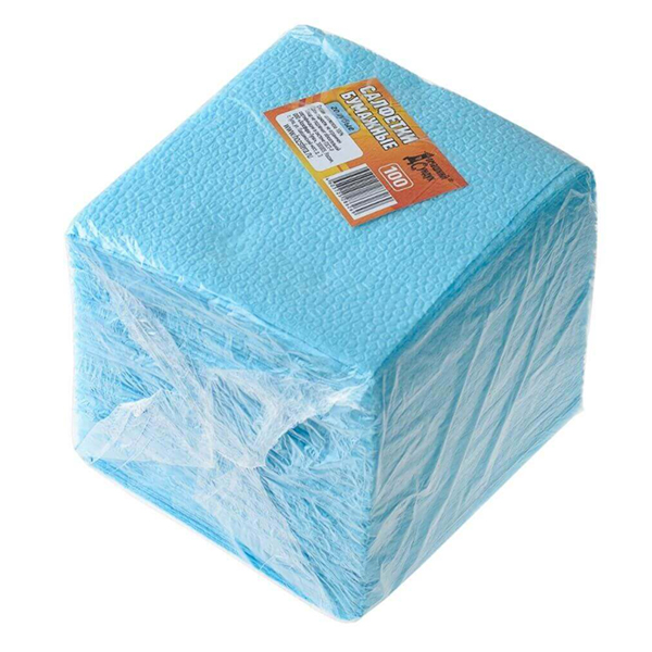 Салфетки голубые Домашний Сундук 24x24 см 100 шт