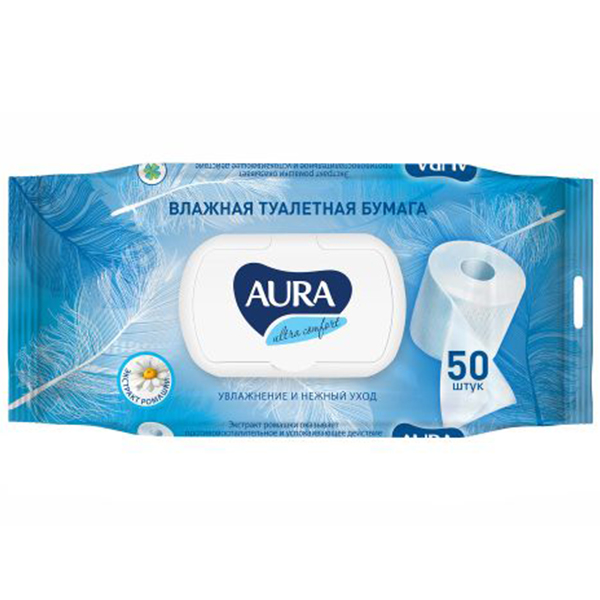 Влажная туалетная бумага Aura Ultra Comfort 50 шт