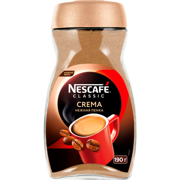 Кофе Nescafe / Нескафе Classic crema растворимый стекло, 190 гр