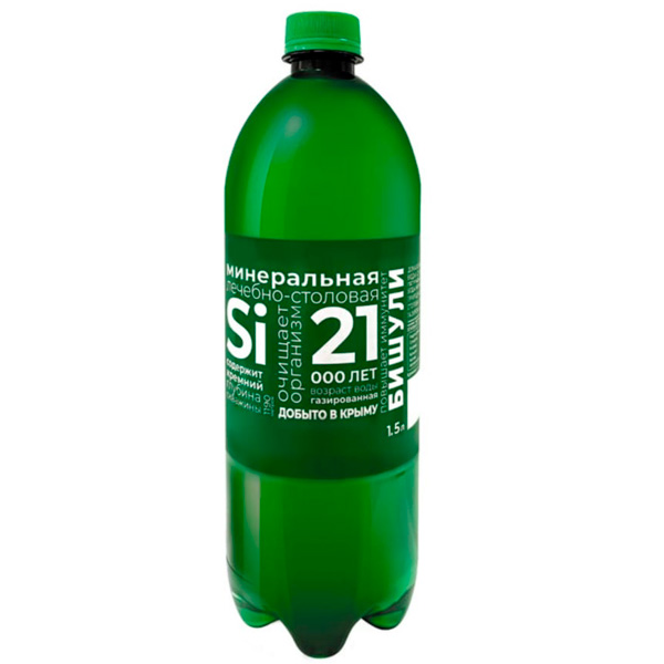 Вода минеральная лечебно-столовая Бишули 1.5 литра, газ, пэт, 6 шт. в уп.