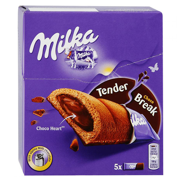Печенье Milka Tender Break Choco шоколадный бисквит с шоколадным кремом 5*26 гр