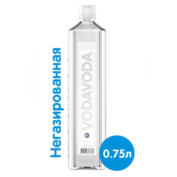 Вода VodaVoda 0,75 литра, без газа, стекло, 6 шт. в уп.