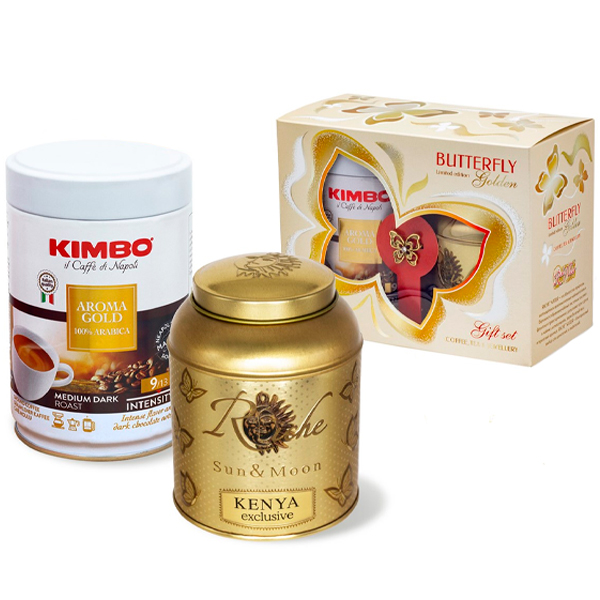 

Набор Butterfly Golden подарочный кофе+чай+брошь 350 гр