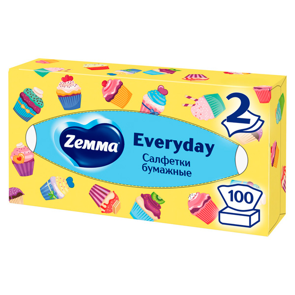 Косметические салфетки Zewa everyday 2-х сл.(100шт)