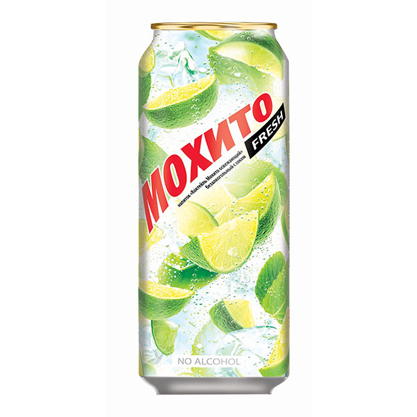 Напиток Мохито Fresh безалкогольный 0,5 литра, газ,  ж/б, 12 шт. в уп.