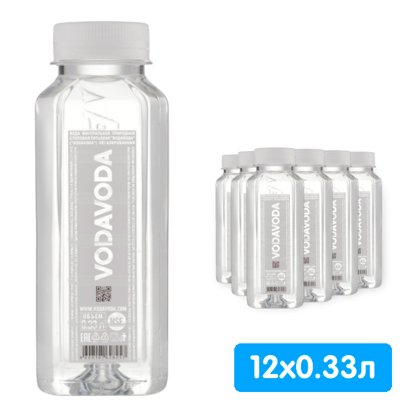 Вода VodaVoda 0,33 литра, без газа, пэт, 12 шт. в уп.