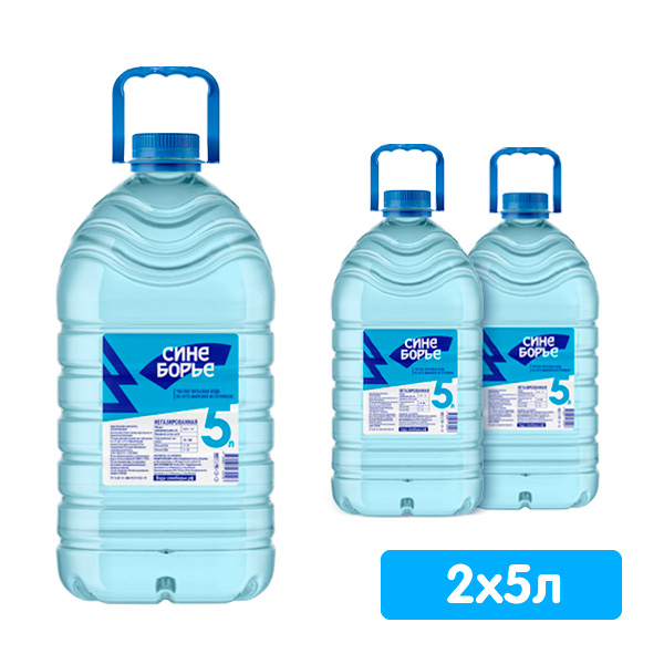 Вода Синеборье 5 литров, без газ, пэт, 2 шт. в уп