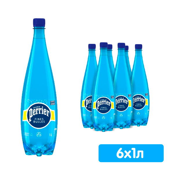 Вода Perrier Fines Bulles 1 литр, газ, пэт, 6 шт. в уп.