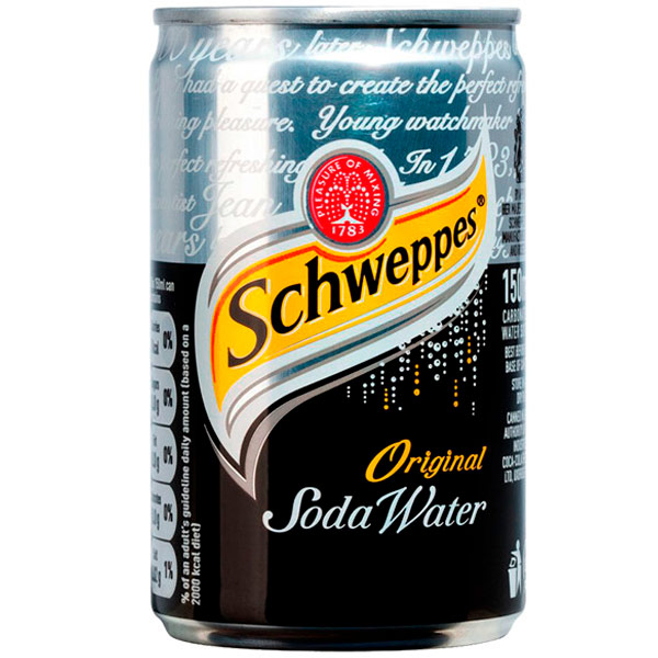 Schweppes Soda Water / Швепс Содовая импорт 0,15 литров, газ, ж/б, 24 шт. в уп.