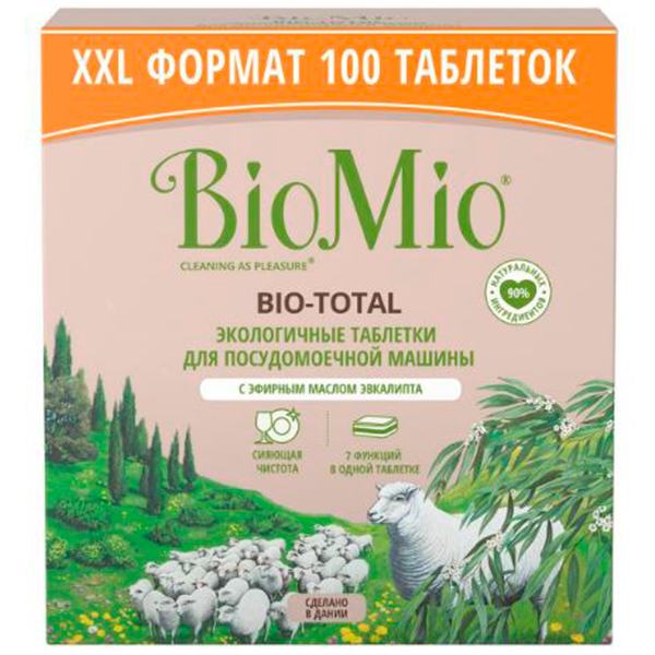 Таблетки для посудомоечной машины Bio Mio Bio-Total 7-в-1 с эфирным маслом эвкалипта 100 шт