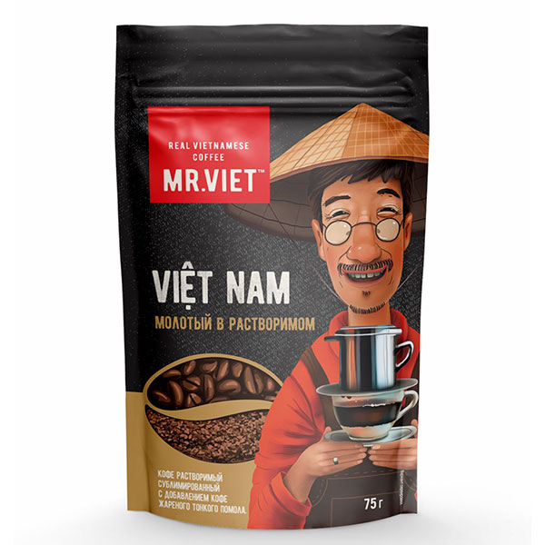 Кофе Mr.Viet растворимый с добавлением молотого в/у 75 гр
