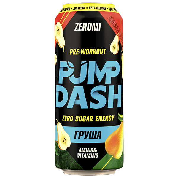 Энергетический напиток Zeromi Pump Dash Груша 0,5 литра, ж/б, 12 шт. в уп.