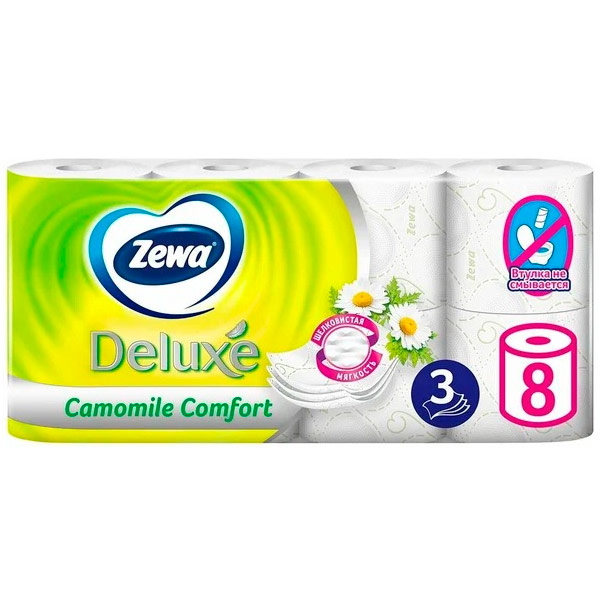 Туалетная бумага Zemma Deluxe Ромашка 3 слоя (8шт)