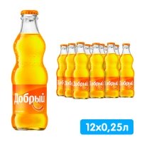 Напиток Добрый Апельсин 0.25 литра, газ, стекло, 12 шт. в уп.