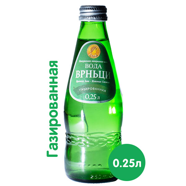 Вода Vrnjci / Врньци 0,25 литра, газ, стекло, 20 шт. в уп