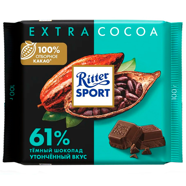 Шоколад Ritter Sport 61% какао из Никарагуа 100 гр - фото 1