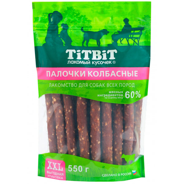 Палочки колбасные Titbit для собак XXL 550 гр