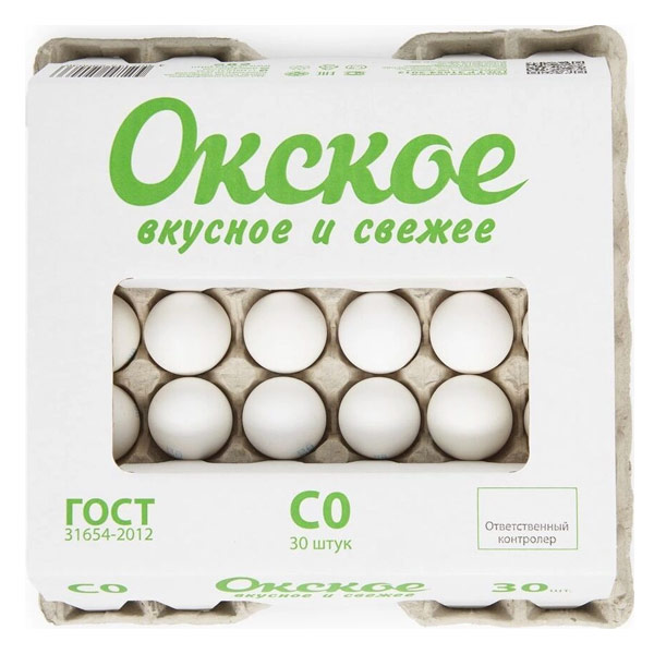 Яйцо куриное Окское С0 белое 30 шт.
