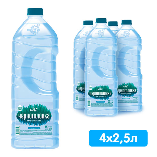 Вода Черноголовская детская 2.5 литра, без газа, пэт, 4 шт. в уп