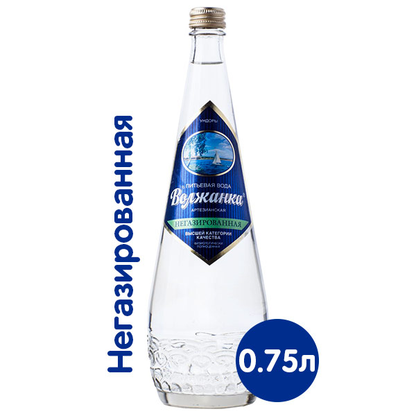 Вода Волжанка питьевая 0.75 литра, без газа, стекло, 12 шт. в уп.