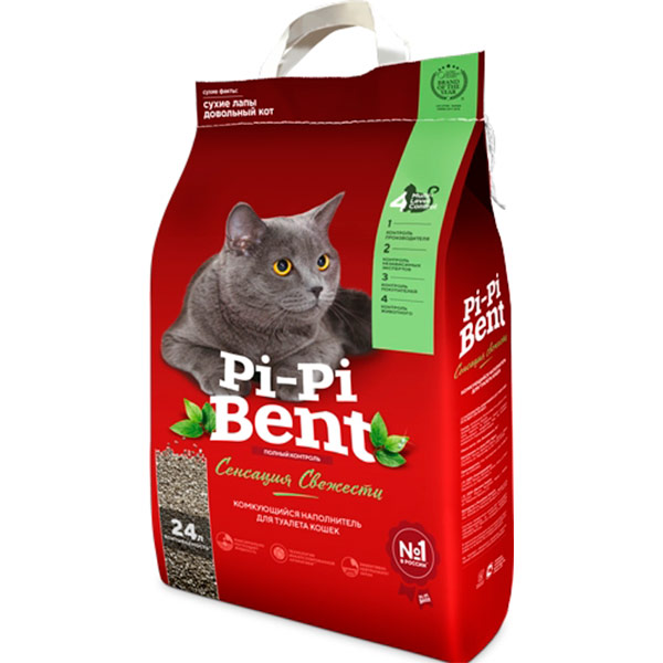 Наполнитель для кошачьих туалетов Пи-Пи Бент Сенсация свежести комкующийся 24 литра