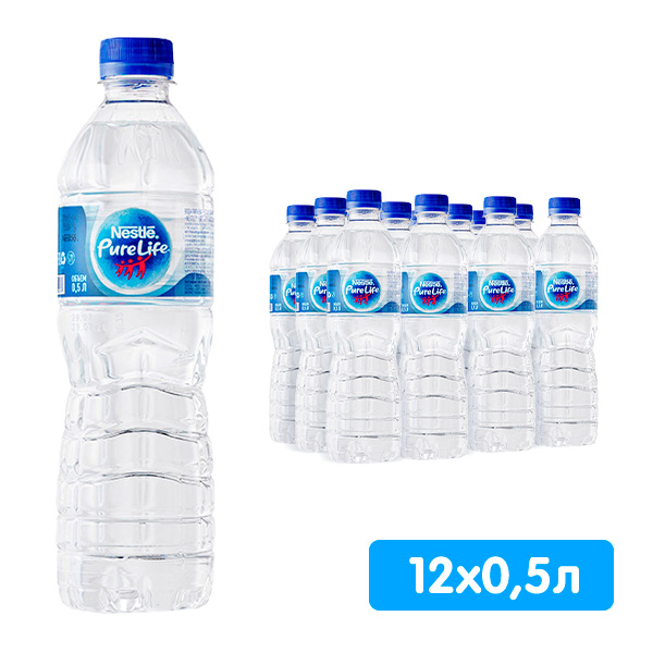 Вода Nestle Pure Life 0.5 литра, без газа, пэт, 12 шт. в уп. Вода Nestle Pure Life 0.5 литра, без газа, пэт, 12 шт. в уп.