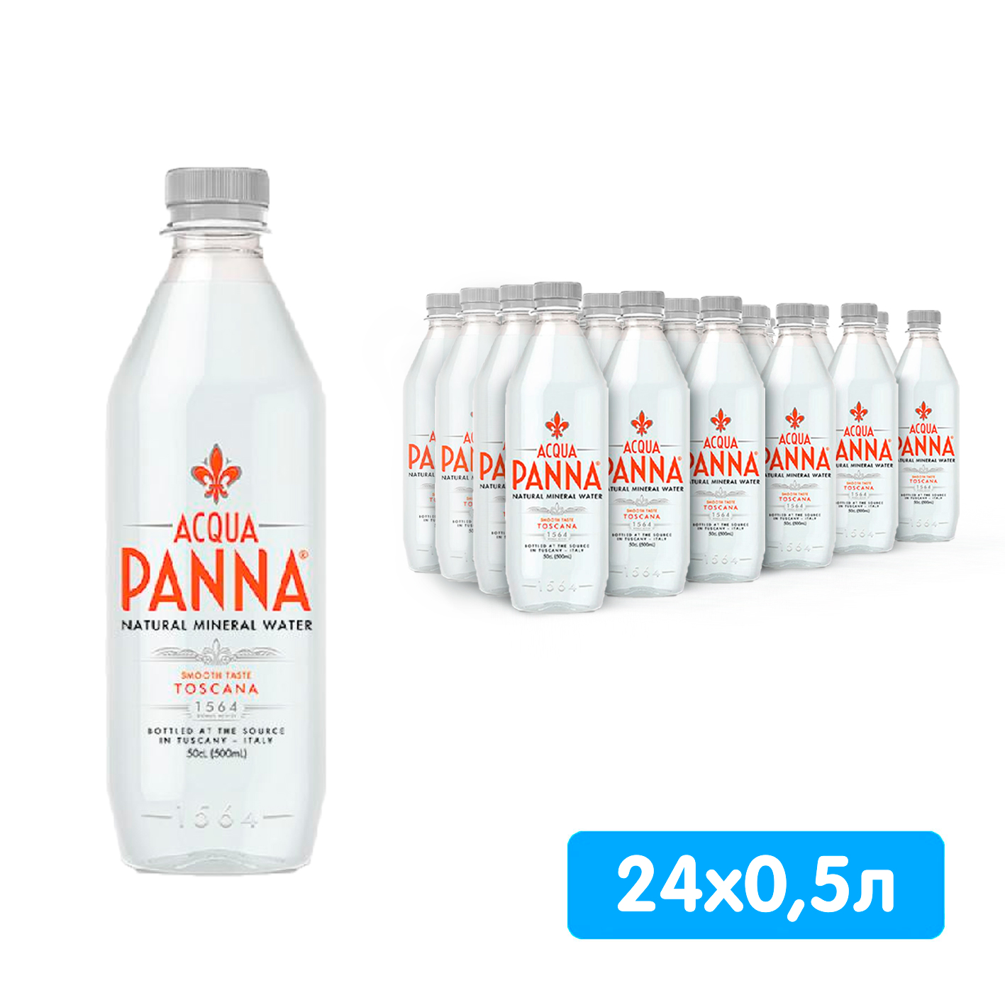 Вода Acqua Panna 0.5 литра, без газа, пэт, 24 шт. в уп Вода Acqua Panna 0.5 литра, без газа, пэт, 24 шт. в уп. - фото 1