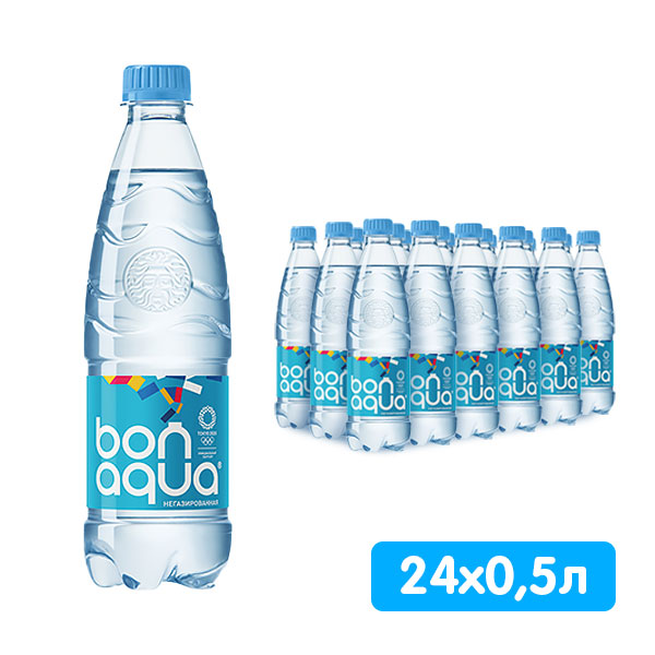 Вода Bona Aqua 0,5 литра, без газа, пэт, 24 шт. в уп Вода Bona Aqua 0,5 литра, без газа, пэт, 24 шт. в уп. - фото 1