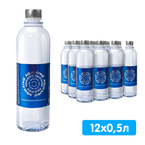 Вода Аква Ареал 0.5 литра, без газа, стекло, 12 шт. в уп.