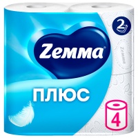 Туалетная бумага Zemma Плюс белая 2 слоя (4шт.)
