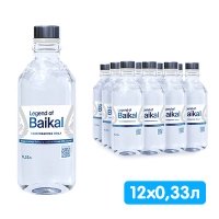 Вода Легенда Байкала 0.33 литра, газ, стекло, 12 шт. в уп.