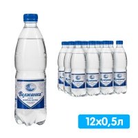 Вода Волжанка 0.5 литра, газ, пэт, 12 шт. в уп.