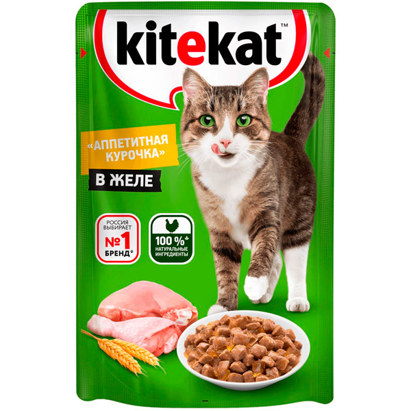 Корм для кошек KiteKat курица в желе 85 гр (28 шт)