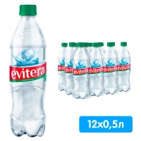 Вода Evitera питьевая 0.5 литра, газ, пэт, 12 шт. в уп.